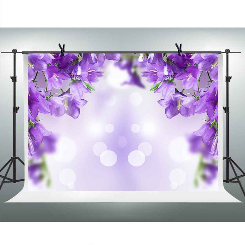 FHZON 10x7ft Purple Flower Photography Backdrop Bokeh Blur Background Themed Party YouTube Backdrop Photo Booth Studio Props FH1393 - Image 1